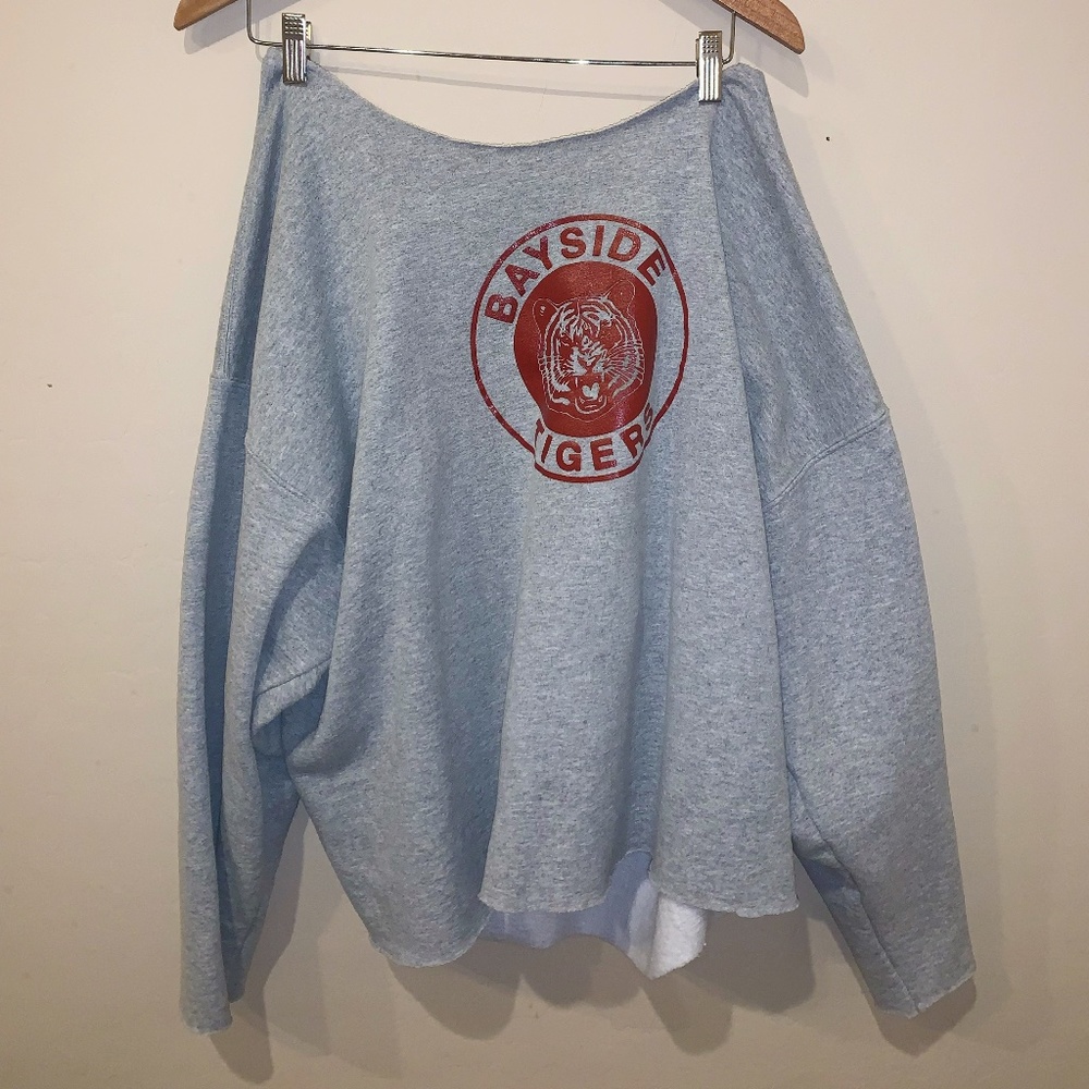 Women's XXL Gray Bayside Tigers Off the Shoulder Kelly Kapowski Sweatshirt 90s